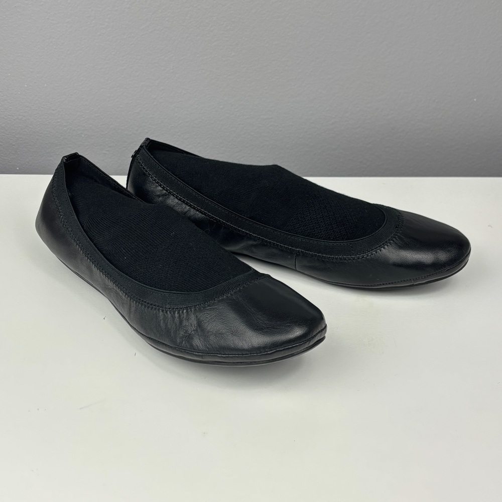 Women’s Bandolino Be Flexible BD Edition Black Leather Ballet Flat Shoes 8.5